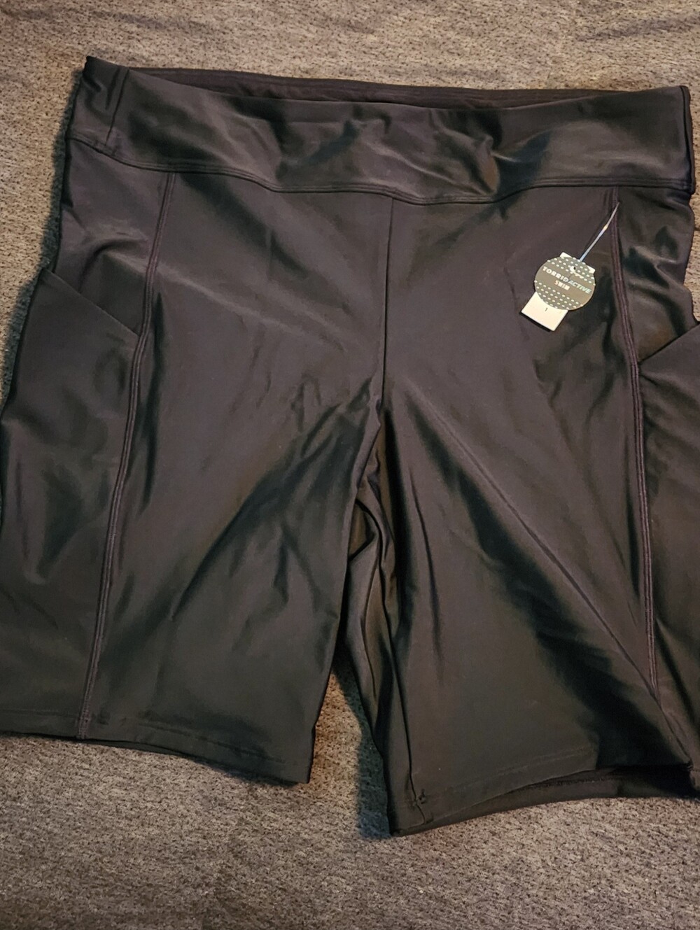 Torrid New Black High-Rise Bike Swim Shorts with Side Pockets Size 1